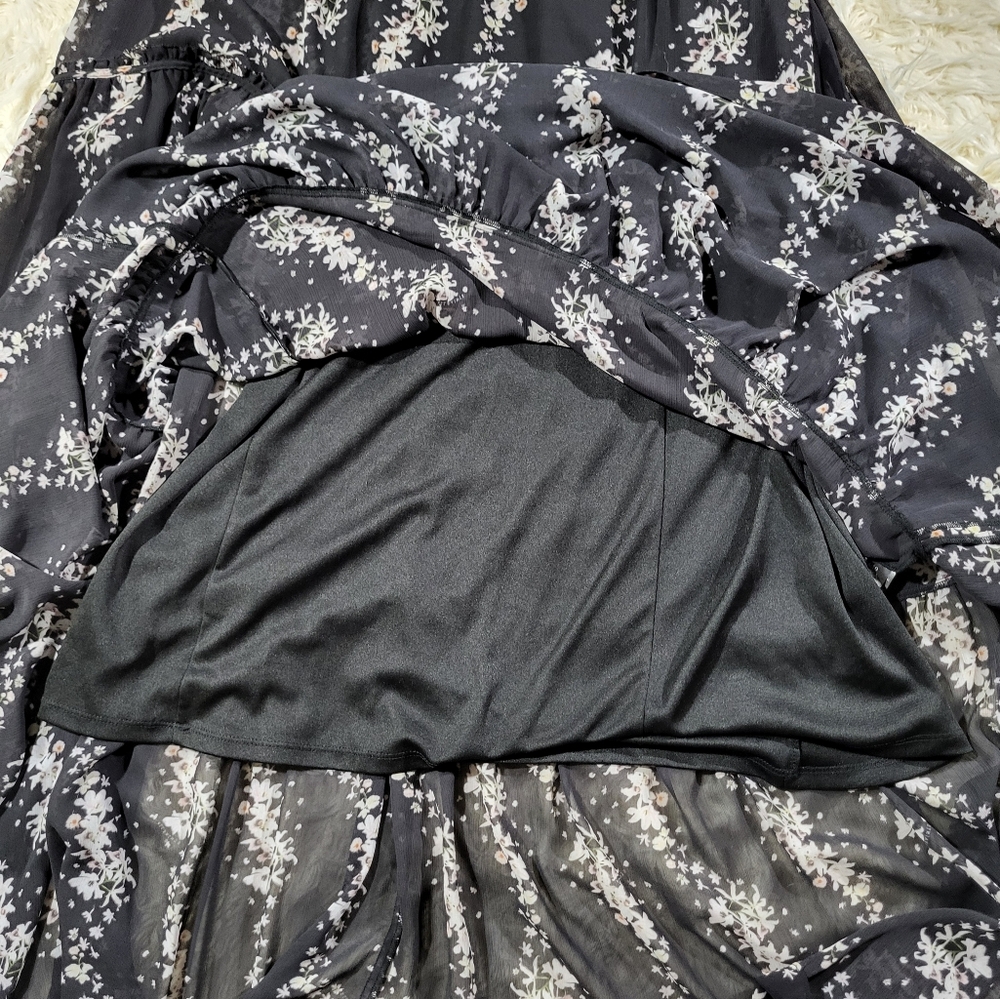 AllSaints | Eimear Cultiver Tiered Flowers Maxi Dress, Black Size US 10 - Picture 10 of 12